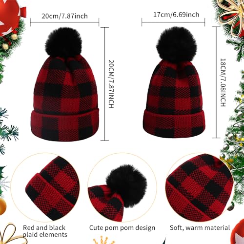 2 Pcs Parent-Child Beanie Hat,Mother & Baby Daughter/Son Winter Warm Knit Hat,Kids Soft Beanie Cap4