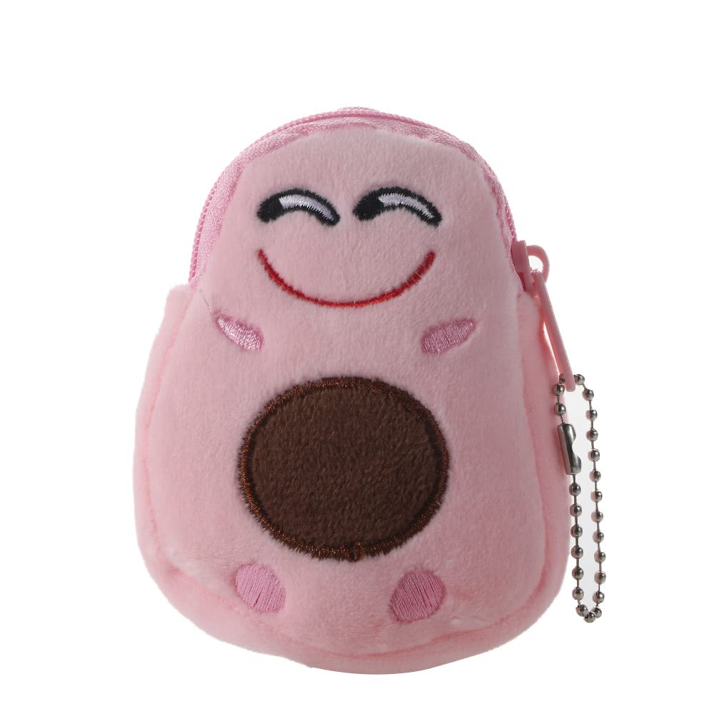 Small Coin, Cute Avocado Plush Purses Kids Key Case Bag Money Pouch Lovely Wallet Mini Handbag for Women Boys Girls(Pink), M