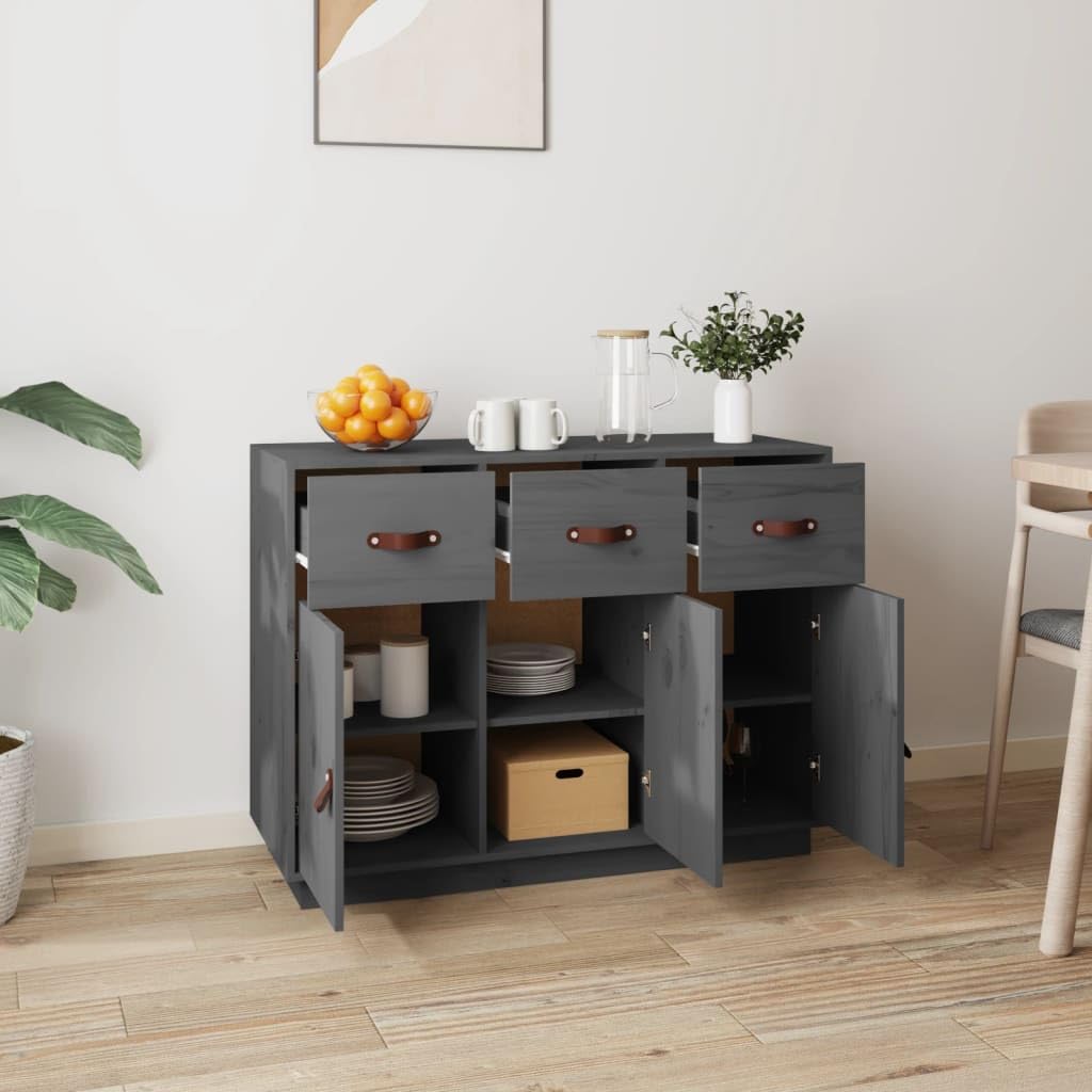 Armadio/Credenza Grigia 80x40x75 Cm In Legno – Due Ante, Facile Montaggio, Perfetta Per Corridoio, Cucina O Soggiorno