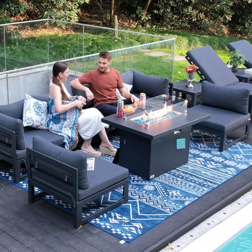 NICESOUL Modern Luxury Aluminum Outdoor Fire Pit Table, 43
