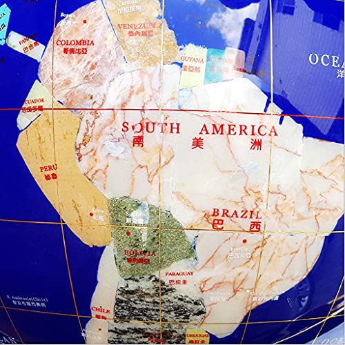 World Globe Natural Gemstone World Globe With Zinc Alloy Stand 17.7" Tall 12.9" Diameter Earth Globe Handmade Large Vintage Geographic Globe Education World Globe (Color : World Globe A) #TOP3