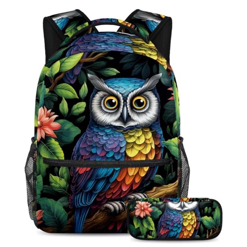 Sac à dos hibou large capacité résistant pour fournitures