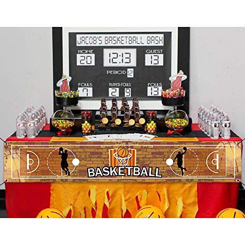 Large Basketball Sport Banner Backdrop, College Basketball Party Decorations Party Banner, Slam Dunk Basketball Indoor Outdoor Hanging Decoration (9.8 X 1.5 Ft) #TOP2