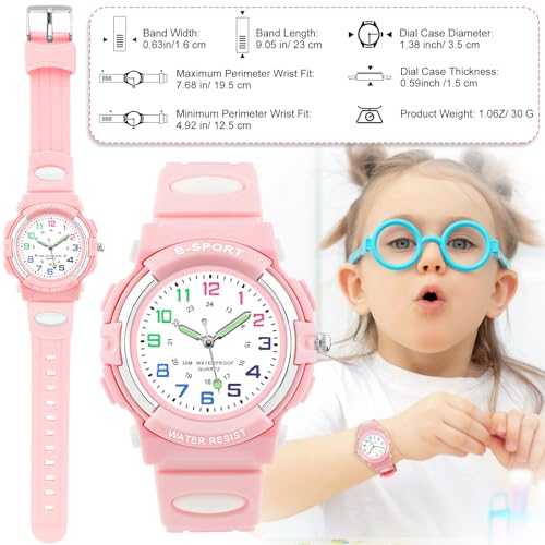 Image of CKV Kids Watch for Boys Girls Ages 5-12, Waterproof Time Teacher Easy to Read Analog Sport Outdoor Children Watches with Soft Band for Kids