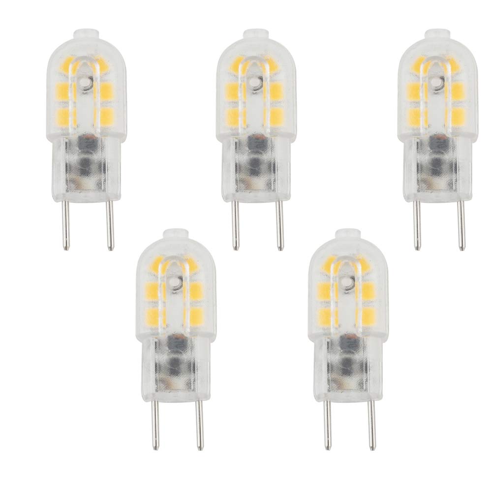 Bonlux 3W G6.35 LED Lampe Birne AC/DC 12V Warmweiß 3000K Bi pin JC Typ GY6.35 Glühbirne für Schreibtischlampe, Accent, Display, Landschaftsbeleuchtung (5-Stück)
