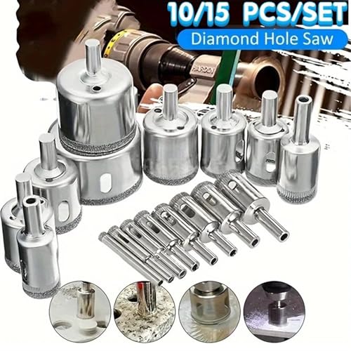 Kit de Brocas Diamante 15/10 pcs 3-50 mm para Vidrio y Azulejo miniatura 3