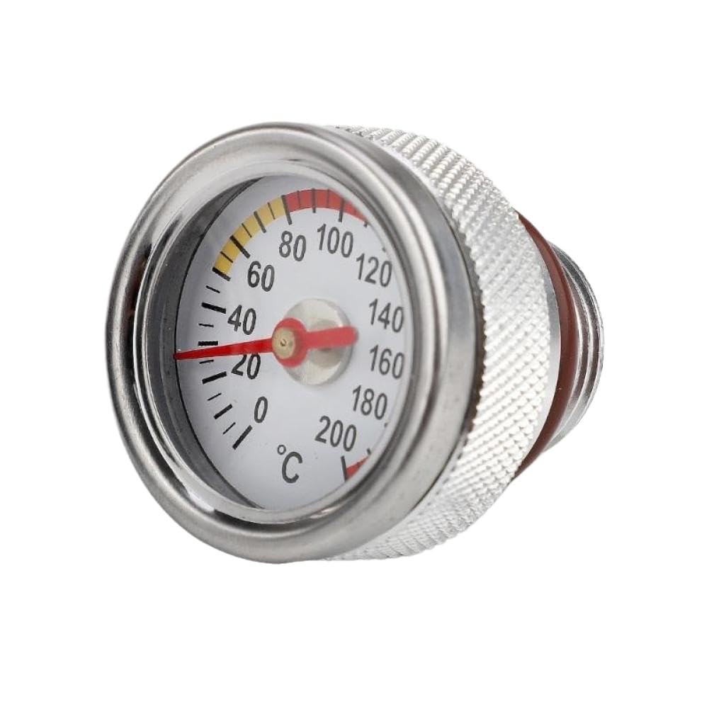 Motorcycle Oil Temperature Gauge 0-200℃ M20x1.5 Oil Filter Cap Temperature Meter(Silver)