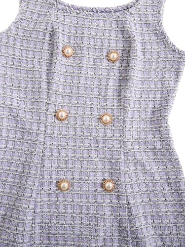 Image of Floerns Women's Plaid Tweed Dress Sleeveless Square Neck Elegant Work Mini Dress