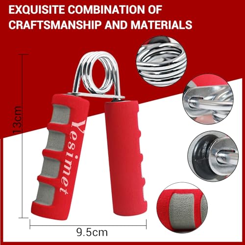 Image of Hand Grip Strengthener Set,2 Pack Forearm exerciser, Finger Trainer,Hand Gripper- Soft Foam Hand Exerciser for Quickly Increasing Wrist Forearm and Finger Strength (Red)