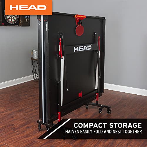 Image of HEAD Summit USA Indoor Table Tennis Table, Competition Grade Net, 10 Minute Easy Set Up - Ping Pong Table with Playback Mode