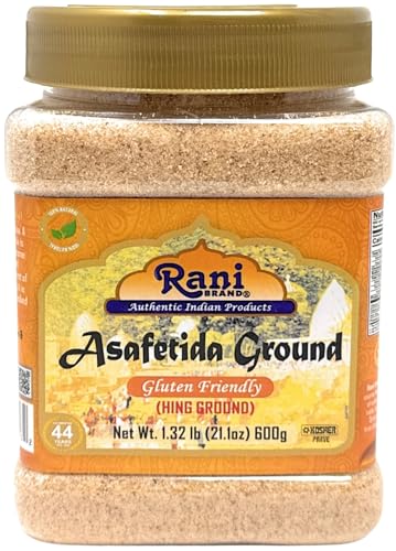 Rani Asafetida (Hing) Ground 21.1oz (1.32lbs) 600g Gluten Friendly, PET Jar ~ All Natural | Salt Free | Vegan | Non-GMO | Kosher | Asafoetida Indian Spice | Best for Onion Garlic Substitute
