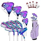 PGM Women's Golf Club Set NSR 12-Piece – Complete Right Handed Set with Lightweight Graphite Shafts, Forged Titanium Driver, Stand Bag – Ideal for Beginner & Intermediate Women Golfers