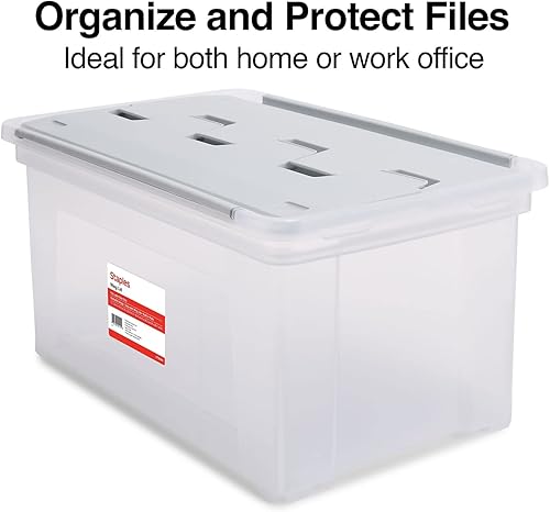 Miniatura 2 de STAPLES Carpeta de archivos colgantes, organizador de contenedores de almacenamiento, tapa de ala, documentos de tamaño carta, gristransparente