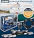 Camoo Outboard 300HP Hydraulic Steering Kit, Marine Boat Steering System with Helm Pump, Hydraulic Cylinder, 2 x 26ft High-Strength PU Hoses, Compatible with Most Single Outboard-Powered Boats