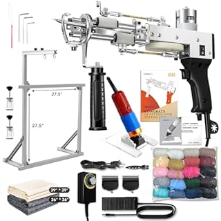 Rug Tufting Gun Starter Kit with Frame & Carpet Trimmer & Yarn, Carpet Making Kit with Tufting Frame Tufting Supplies with Primary Tufting Cloth, Rug Gun Machine Starter Kit with Rug Shaver(Black)
