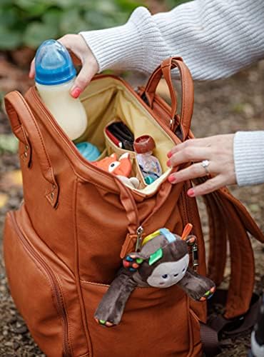 Vegan Luxury Leather Baby Changing Bag - Unisex for Mum Dad, Waterproof Diaper Nappy Change Backpack, Hospital Bag, Travel, Multiple Compartments, Insulated Pockets, Padded Changing Mat