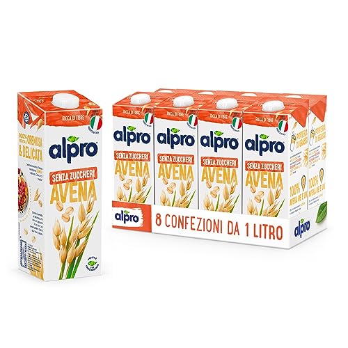 Alpro Oat Sin Azúcares Bebida de larga vida a base de plantas, 100 % avena bitiche, alternativa vegana sin lácteos y sin lactosa, 1 L (paquete de 8)