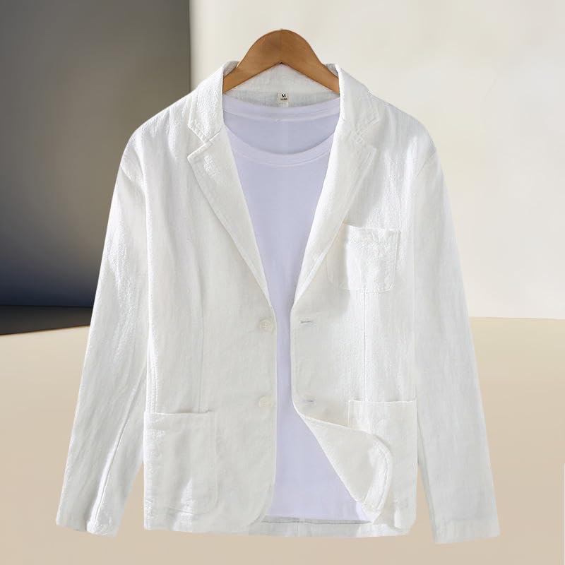 Men's Japanese Style Notched Lapel Casual Ramie Versatile Young Loose Fit Business Cotton Linen Blazer Jacket3