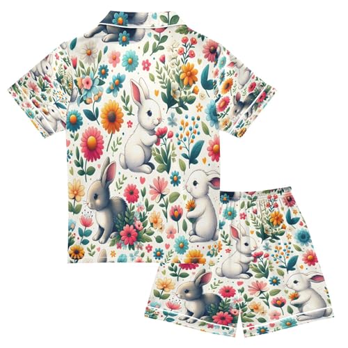 senya Pajama Sets Silky Button Down Nightwear Sleepwear Size 5-14 Years Daisy Cute Rabbit2