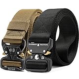 FAIRWIN Men's Tactical Belt, 2 Pack 1.5 Inch Military Tactical Belts for Men - Work Tool Belt (Black+Tan, Waist 30'-36')