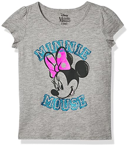 Disney girls Minnie Mouse Short Sleeve T-shirt T Shirt, Heather Grey - Pink Polka Dot, 2T US