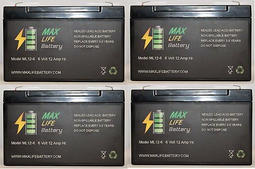 Max Life Battery - 6V 12Ah F1 UPS Battery for Parmak MAG12SP - 4 Pack - ML12-6F1MP410