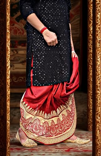 Image of Men's Ready to Wear Pant System Printed MAYUR PUCHHA Dhoti for Marriage, Pooja, Festival etc.(GC010)