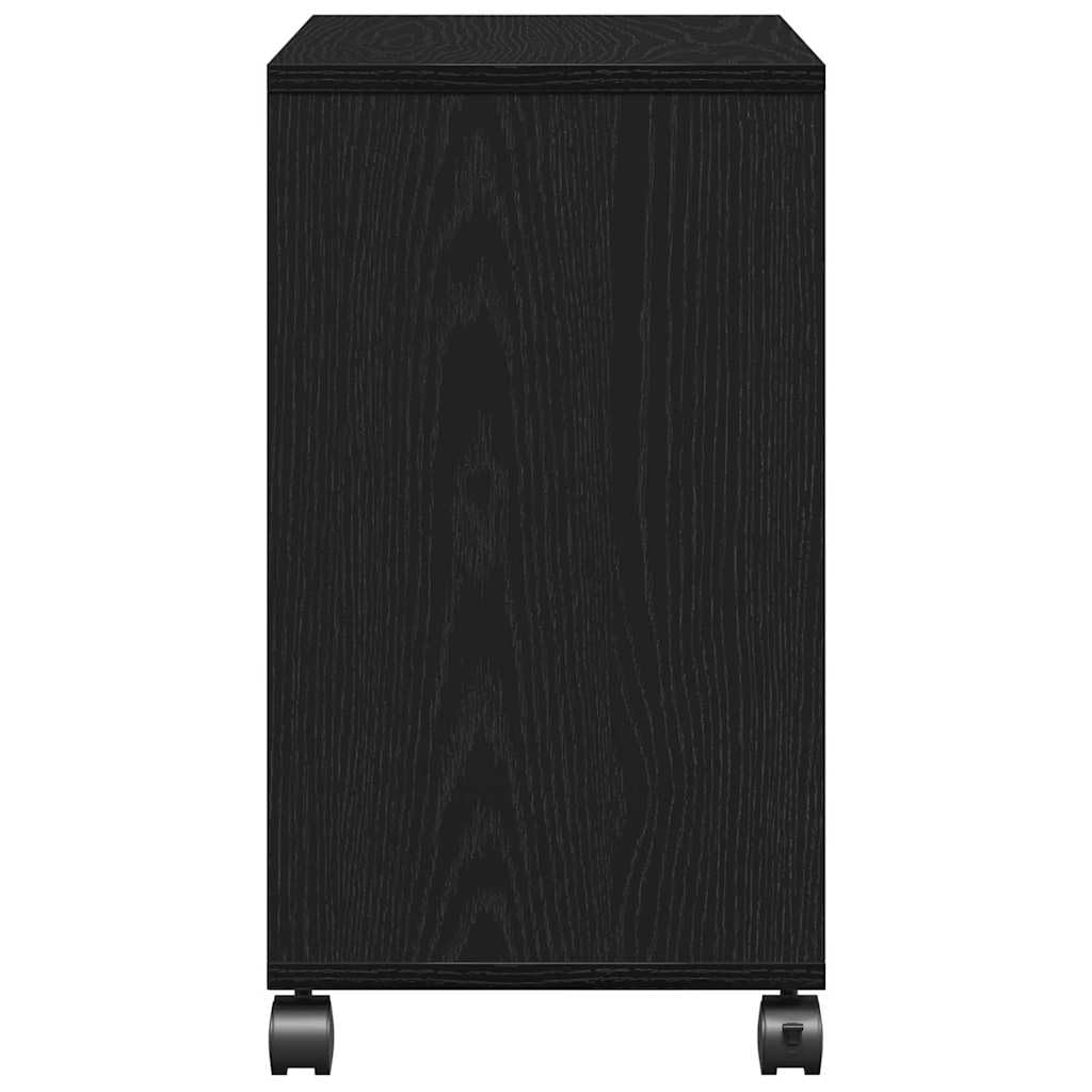 Mesa auxiliar con estante y ruedas, aspecto de roble negro, 50 x 30 x 55 cm, superficie de almacenamiento para salón, sofá, sillón, dormitorio, pasillo, con espacio de almacenamiento y