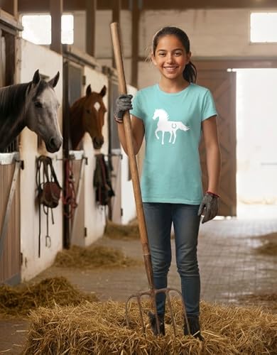 Image of Tstars Fitted Tee for Girls 4th of July Shirt | Patriotic American Cute Kids Heart Graphic Horse T-Shirt