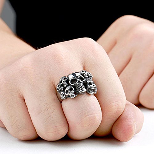 Image of Genuine Stainless Steel Ring Jewelry for Men Fashion Punk Biker Skull Rings