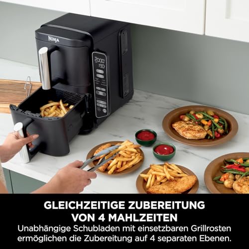 Ninja Double Stack Heißluftfritteuse, 7,6L Digitale Air fryer Doppelkorb mit 4 Kochstufen, 2 Schubladen, 2 Gestelle, platzsparendes Design, 6 Kochfunktionen, 6 Portionen, Schwarz SL300EU – Bild 5