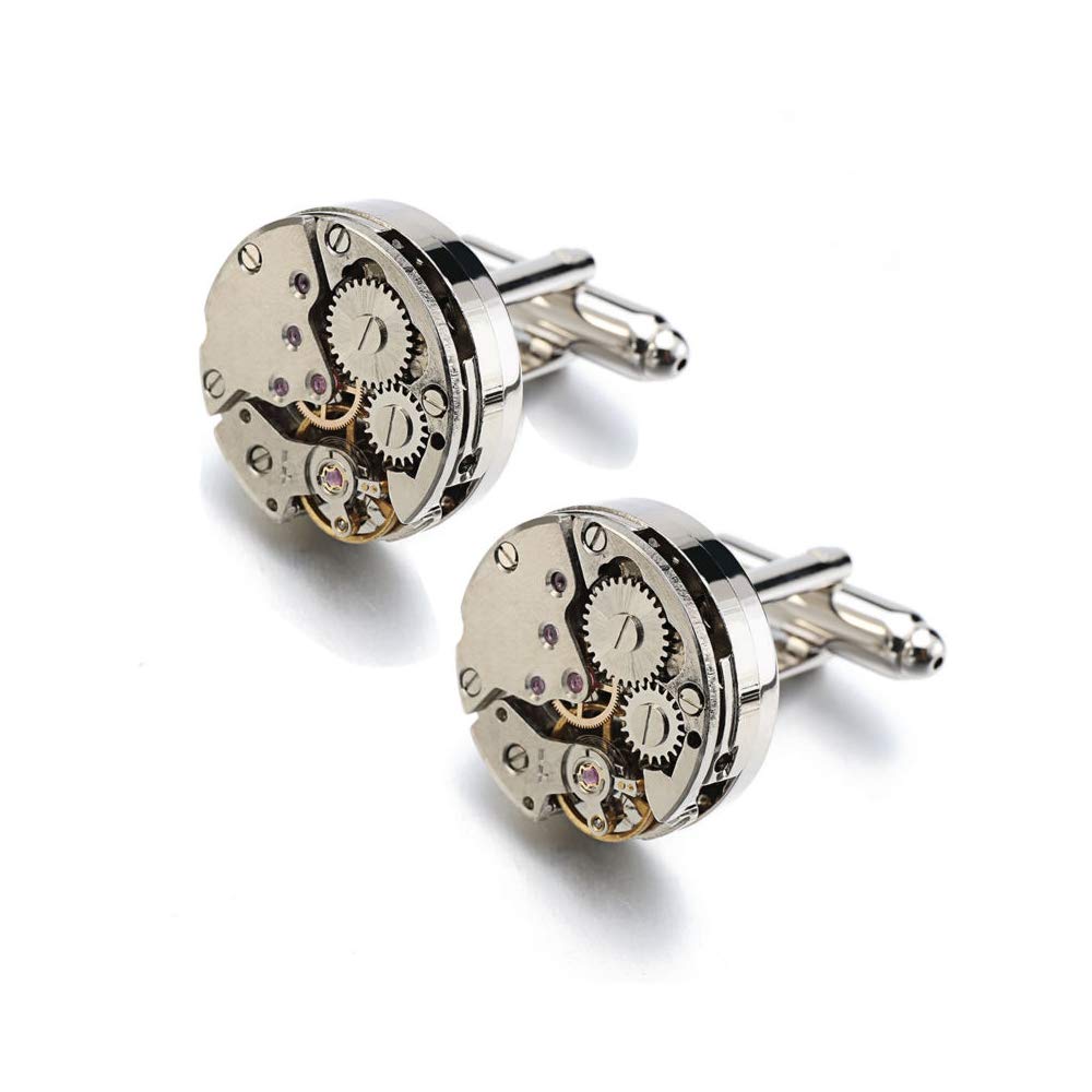 JOOKEELWatch Movement Cufflinks Non Functional Stainless Steel Gear Watch Mechanism Cuff Links For Mens