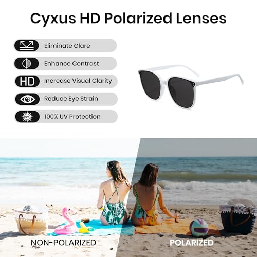 Image of Cyxus Oversized Cat Eye Sunglasses for Women Polarized Lens UV Protection for Beach Music Festivals Shopping 1902