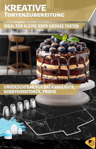 Menz Tortenschneider - Tortenbodenschneider 32 cm, Edelstahl Kuchenschneider höhenverstellbar… – Ansicht 6