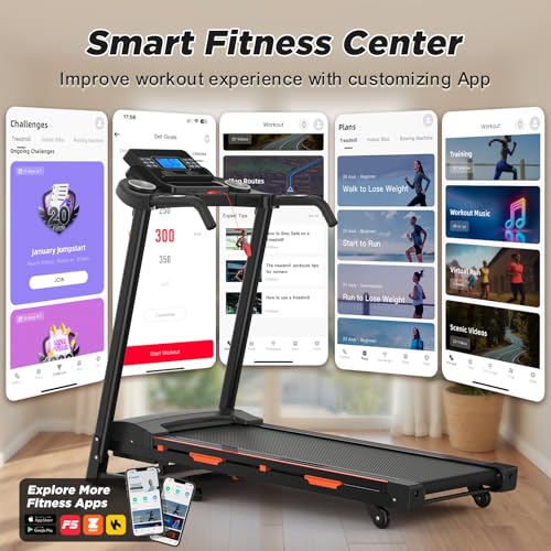 Image of 15% Auto Incline Treadmills 400LBS Capacity, 3.5 HP Heavy Duty Treadmill for Home, Walking Folding Treadmill, Running Foldable Machine Wide Belt, 0.5-8.5MPH, Bluetooth, APP