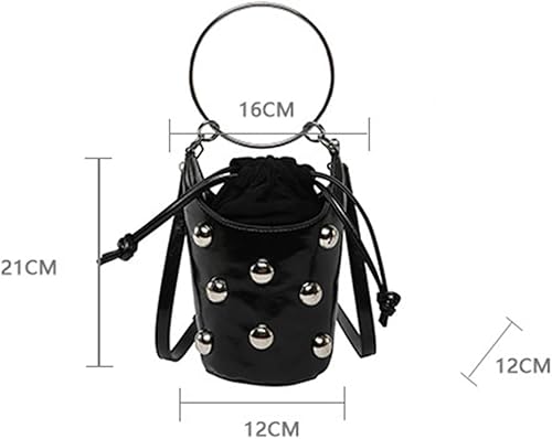 Miniatura 7 de Bolso de mano con asa superior para mujer, bolso Y2K, moderno remache, bolso cruzado estilo cubo, bolso retro para fiestas, compras, casual