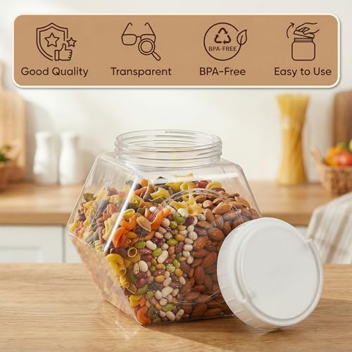 Tarros de plástico para dulces transparentes con forma hexagonal y tapas de rosca herméticas 5
