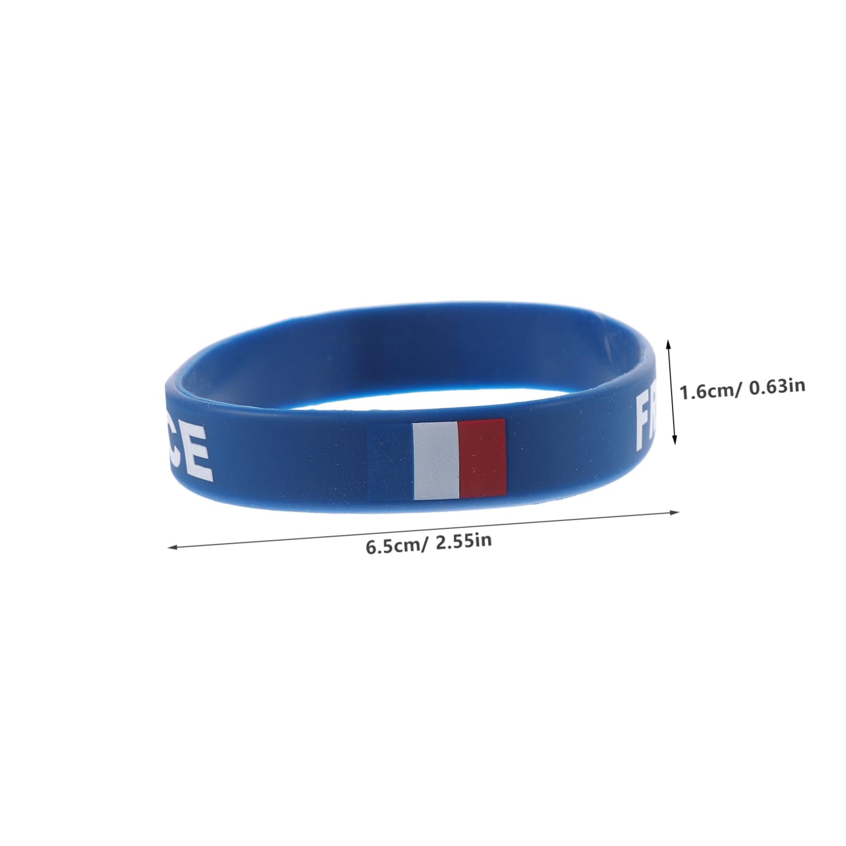 Lot de 5 bracelets en silicone avec drapeau national imprimé pour homme et femme - Drapeau de la France - Ajustement confortable