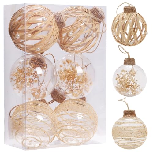 Weihnachtsschmuck 6PCS Rustikale Boho Weihnachtskugel -Ornamente...