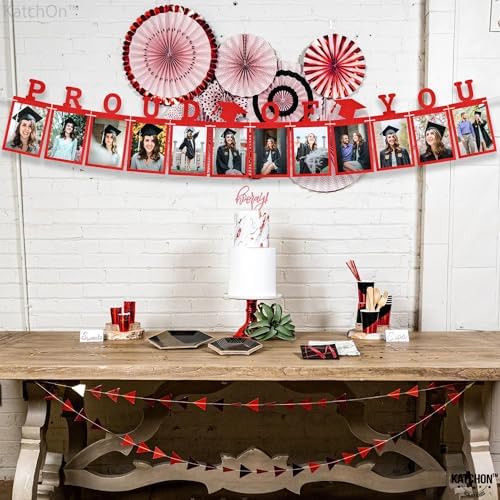 KatchOn, Felt Red Proud of You Graduation Ph Feet | Personalized Banner Holds 12 Pictures | Class of 2026 Decorations | Graduation Decorations 2026 | Proud Of You Banner