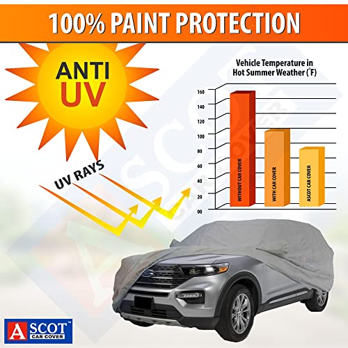 Image of ASCOT, CAR COVER Premium 3-Layer Waterproof & Heat-Resistant Car Cover for TATA NEXON 2023-2026 | UV Shield, Dustproof|Mirror & Antenna Pockets (NEXON Fearless Pr + S DT, Tiebond Grey, Car Body Cover)