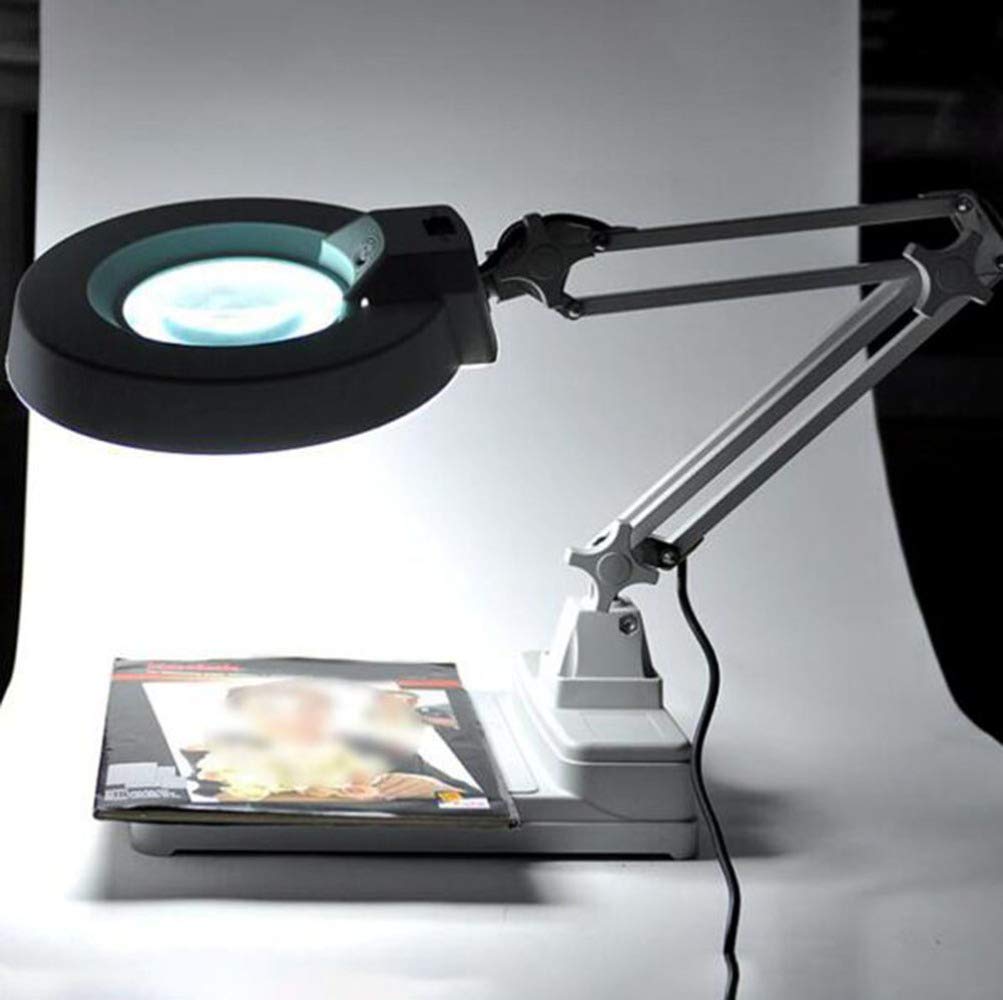 Lupa Manos Libres con Luces LED, Lupa de Escritorio 10x para joyeros, Ideal para Escritorio, Mesa y Caballete.