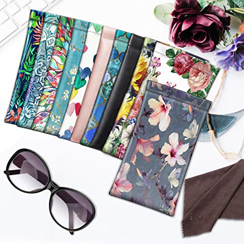 Image of FINTIE Soft Eyeglasses Case with Cleaning Cloth, Portable Squeeze Top Vegan Leather Glasses Pouch, Sunglasses Eyewear Bag