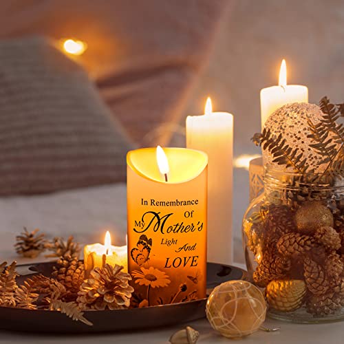 Image of Gerrii Sympathy Gifts for Loss of Mother LED Flameless Candles 3 x 6 Inch Memorial Candles in Remembrance of My Mother Loss Loved One Mom Sympathy (Butterfly)
