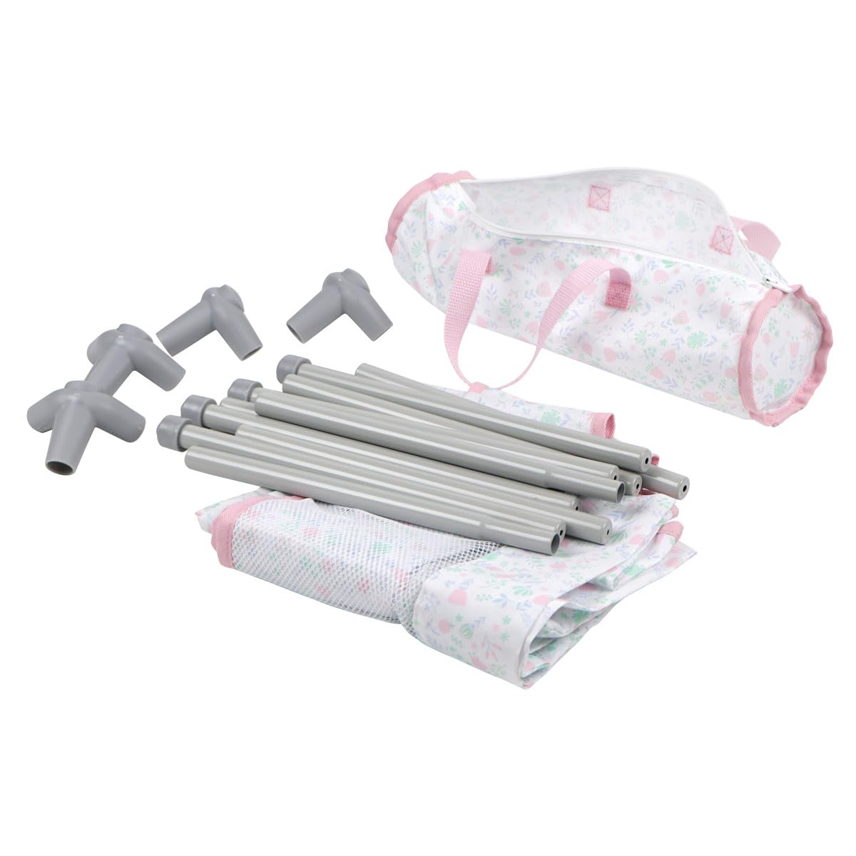 JC Toys - Składane łóżeczko podróżne - Park dziecięcy, lalki do 45 cm, łatwe do złożenia i demontażu, w zestawie torba, poduszka i koc, dekoracja kwiatowa, zaprojektowana przez Berenguera, 3 lata