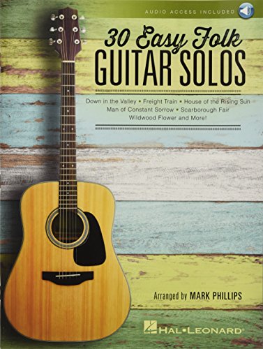 30 easy folk guitar solos guitare +enregistrements online: Includes Downloadable Audio Passcode