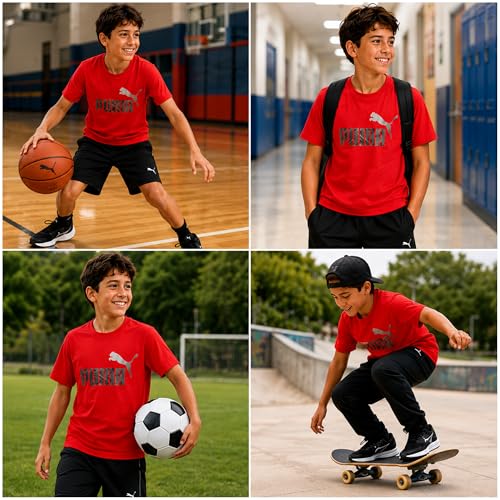 Image of PUMA Boys T-Shirts Athletic Crewneck Short Sleeve Tees (Sizes S-XL)