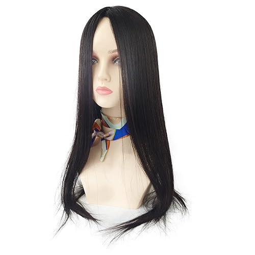 Tupé base de piel de seda de 24 pulgadas para mujer, 5.9x6.3 in, extensiones de cabello humano virgen europeo, con 0.8 in de poliuretano alrededor