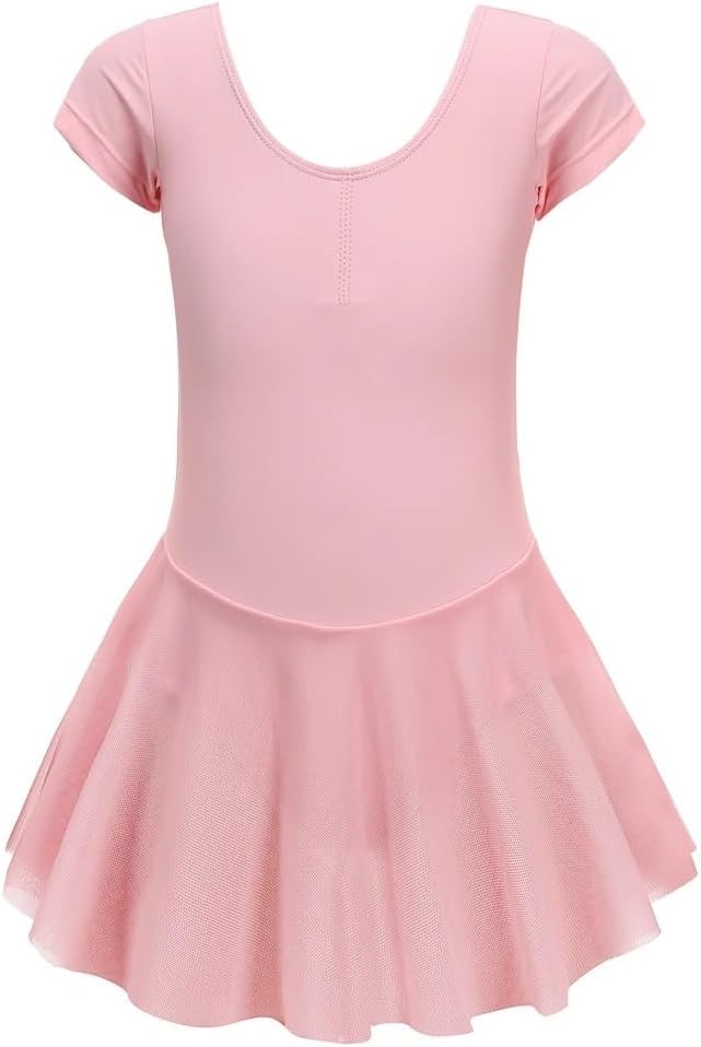 Rhythmic Gymnastics Leotards Girls' Kids Skirt Short Sleeve Ballet Dance Athletic