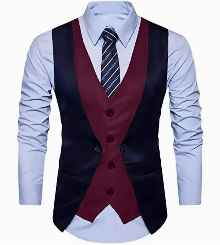Men's Business Suit Vest Slim Fit Dress Vest Wedding Waistcoat-image-12